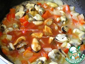 Рис мелосо с мидиями и овощами Рис мелосо с мидиями и овощами