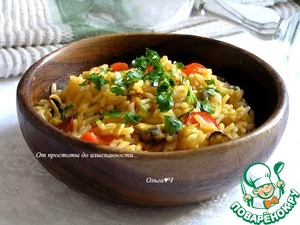Рис мелосо с мидиями и овощами Рис мелосо с мидиями и овощами