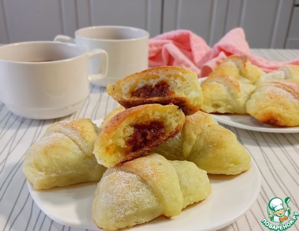 Творожные рогалики с курагой Творожные рогалики с курагой