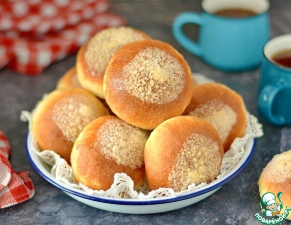 Булочки сахарные из ночного теста Булочки сахарные из ночного теста