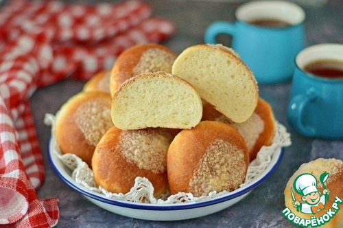 Булочки сахарные из ночного теста Булочки сахарные из ночного теста