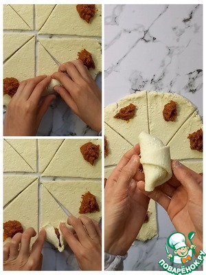 Творожные рогалики с курагой Творожные рогалики с курагой