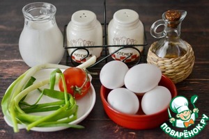 Омлет с помидорами и зелёным луком Омлет с помидорами и зелёным луком