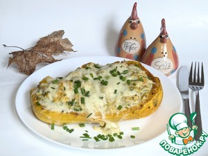 Тыква, фаршированная креветками и сыром Тыква, фаршированная креветками и сыром