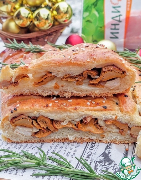 Пирог с индейкой и лисичками Пирог с индейкой и лисичками