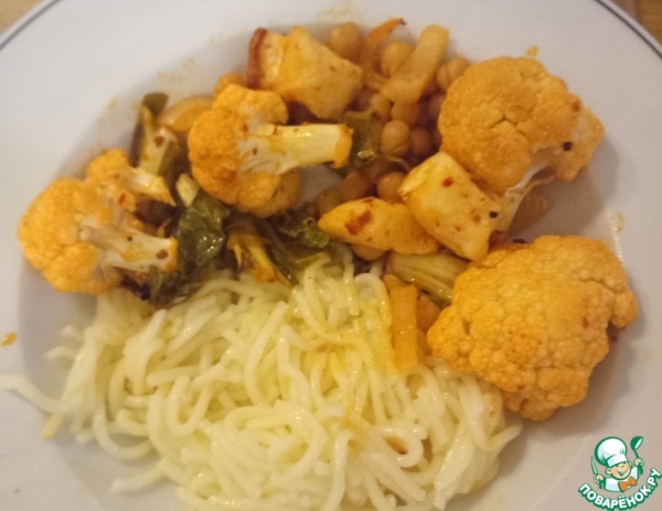 Цветная капуста с нутом и халуми Цветная капуста с нутом и халуми
