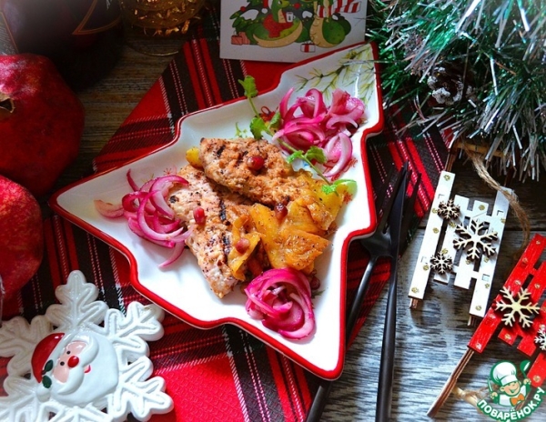 Индейка с ананасами на гриле Индейка с ананасами на гриле