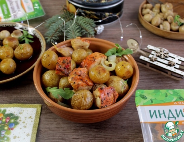 Индейка запеченная с картошкой бэби Индейка запеченная с картошкой бэби