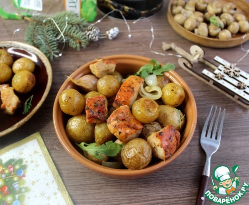 Индейка запеченная с картошкой бэби Индейка запеченная с картошкой бэби