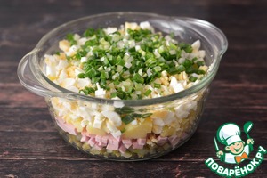 Классический "Зимний" салат с варёной колбасой