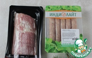 Колбаски из индейки в беконе Колбаски из индейки в беконе