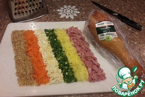 Новогодний салат с варено копченой индейкой Новогодний салат с варено копченой индейкой