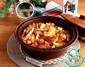 Овощное ассорти на кеци с колбасой Овощное ассорти на кеци с колбасой