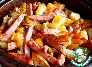 Овощное ассорти на кеци с колбасой Овощное ассорти на кеци с колбасой