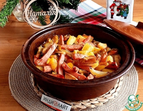 Овощное ассорти на кеци с колбасой Овощное ассорти на кеци с колбасой