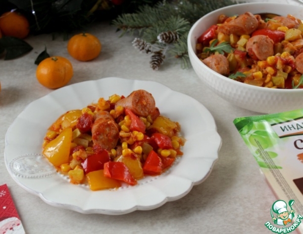 Овощное рагу с сосисками из индейки Овощное рагу с сосисками из индейки
