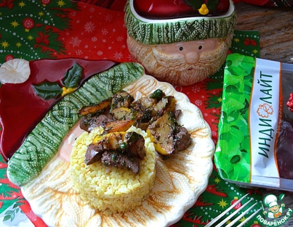 Печень индейки с айвой Печень индейки с айвой