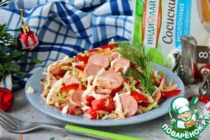 Салат с жаренными сосисками Салат с жаренными сосисками