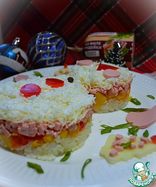 Салат слоёный "Снеговик" Салат слоёный "Снеговик"