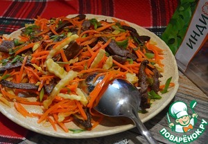 Теплый салат с печенью индейки