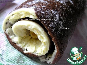 Шоколадно-творожный рулет "Рождественское полено"