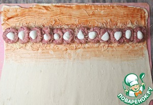 Пирог с тефтелями и сыром