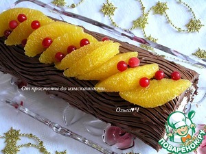 Шоколадно-творожный рулет "Рождественское полено"