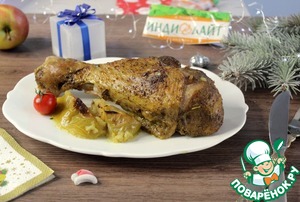 Голень индейки с яблоками