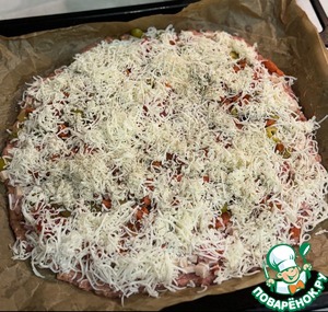 Очень мясная пицца-запеканка