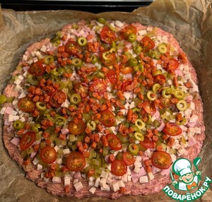 Очень мясная пицца-запеканка