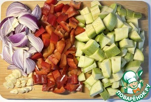 Паста с овощами и фетой из духовки