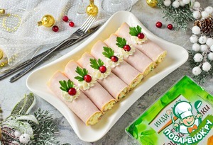 Праздничные рулеты из ветчины Праздничные рулеты из ветчины