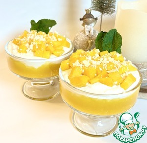 Творожно-кокосовый десерт с манго