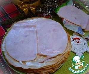 Закусочные блины с ветчиной и сыром