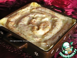 Блинчики с творогом, запеченные в сливках