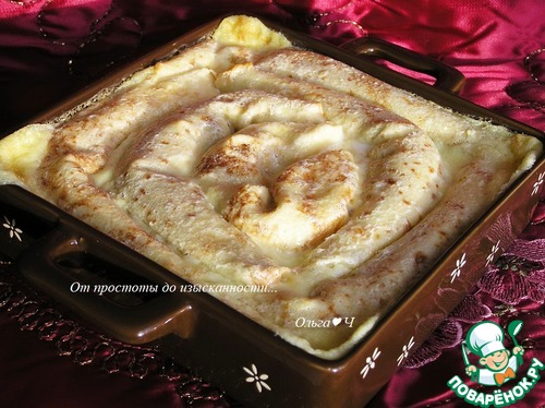 Блинчики с творогом, запеченные в сливках