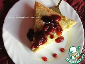 Блинчики с творогом, запеченные в сливках