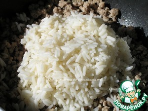 Мясной пирог с рисом, луком, яблоками