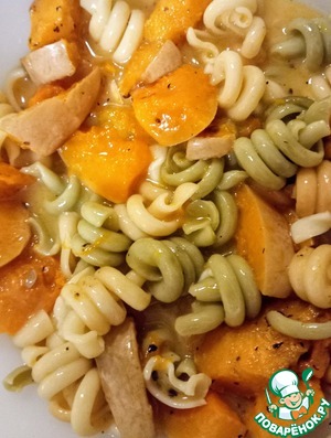 Тыквенное "карбонара" с хрустящим чесноком